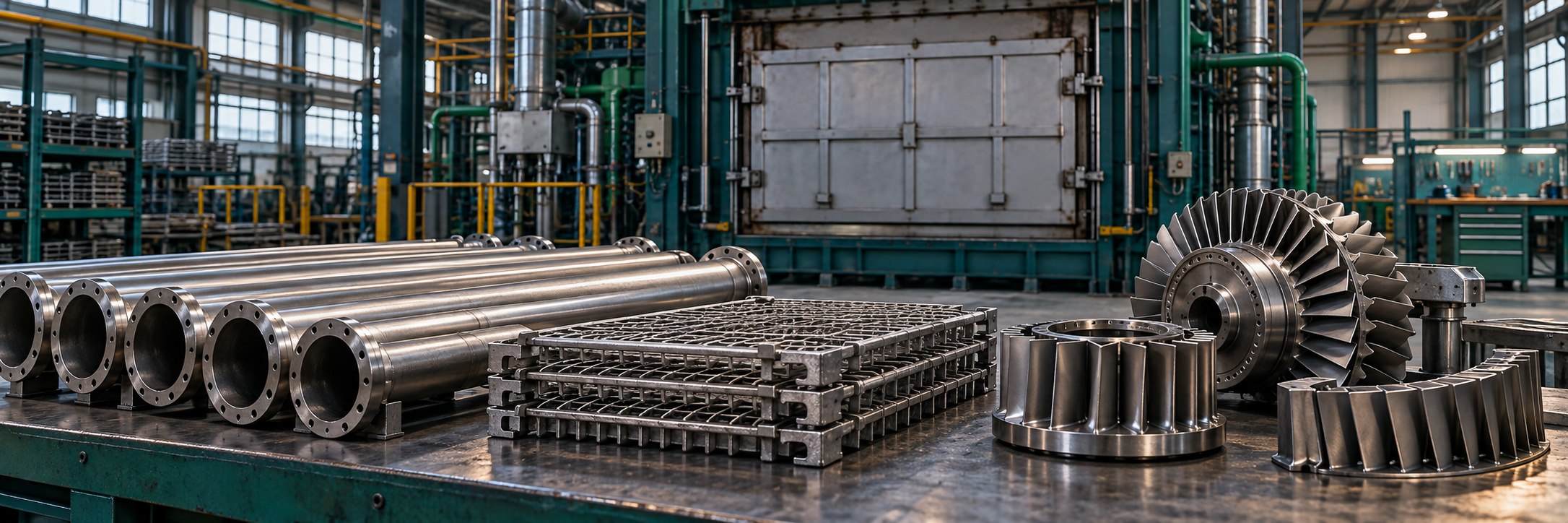Tubos, parrillas de horno y componentes de turbina fabricados con aleaciones de níquel